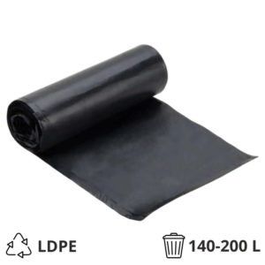 Vrečka za smeti LDPE/reciklat 140-200 l 92×145 cm 40 my črna 10 kos/rol