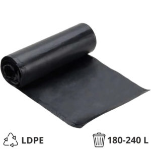 Vrečka za smeti LDPE/reciklat 180-240 l 114×150 cm 40 my črna 10 kos/rol