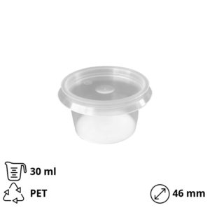 Posodica PP 30 ml d=46 mm prozorna, s pokrovom 50 kos (komplet)