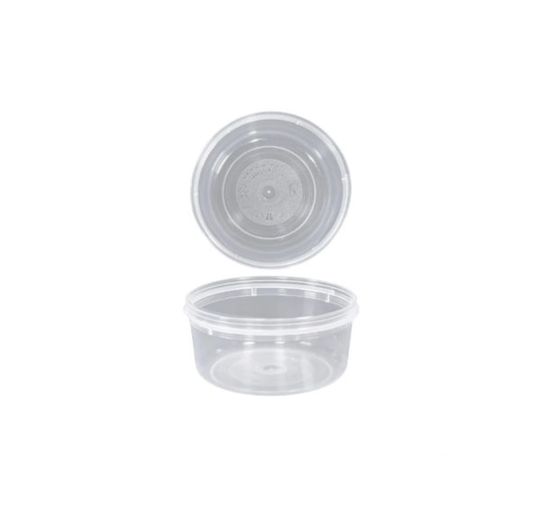 Posodica PP 150 ml d=89 mm prozorna, s pokrovom 50 kos (komplet)