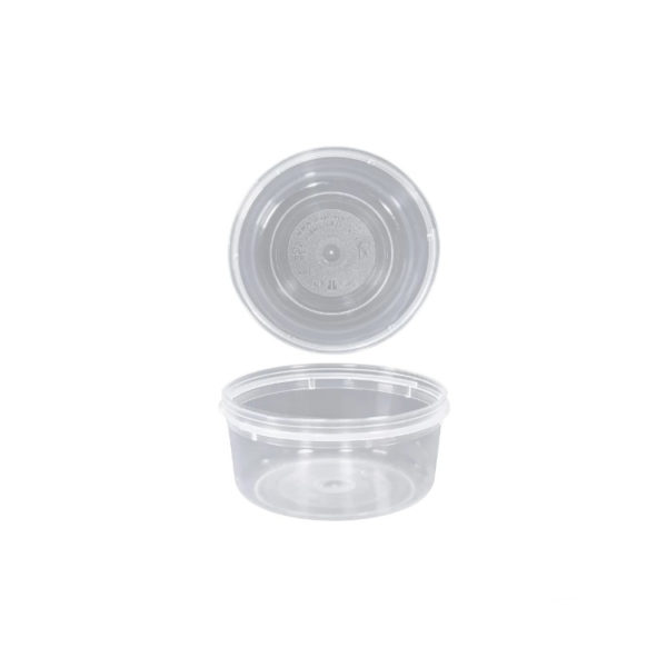 Posodica PP 150 ml d=89 mm prozorna, s pokrovom 50 kos (komplet)