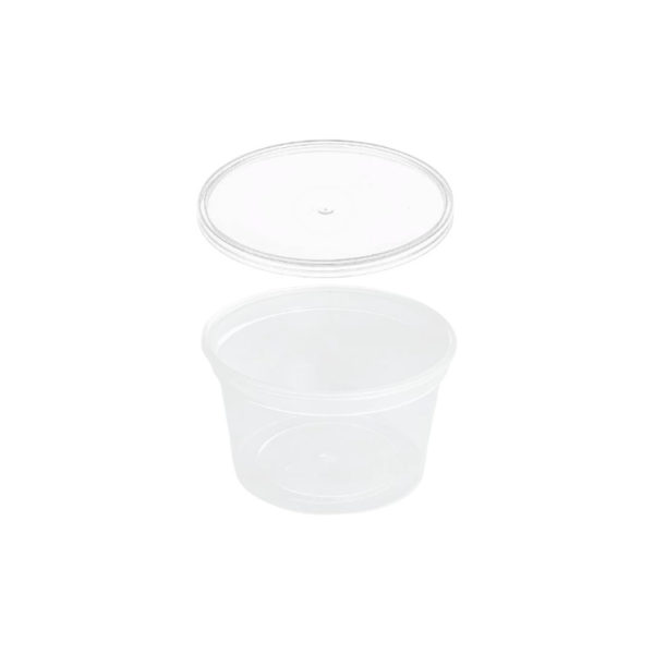 Posodica PP 250 ml d=90 mm prozorna, s pokrovom 50 kos (komplet)