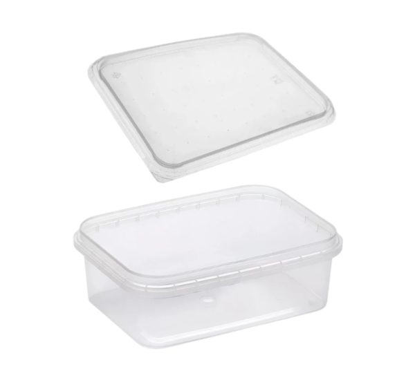Posodica PP 900 ml 195×127 mm prozorna, s pokrovom 204 kos (komplet)