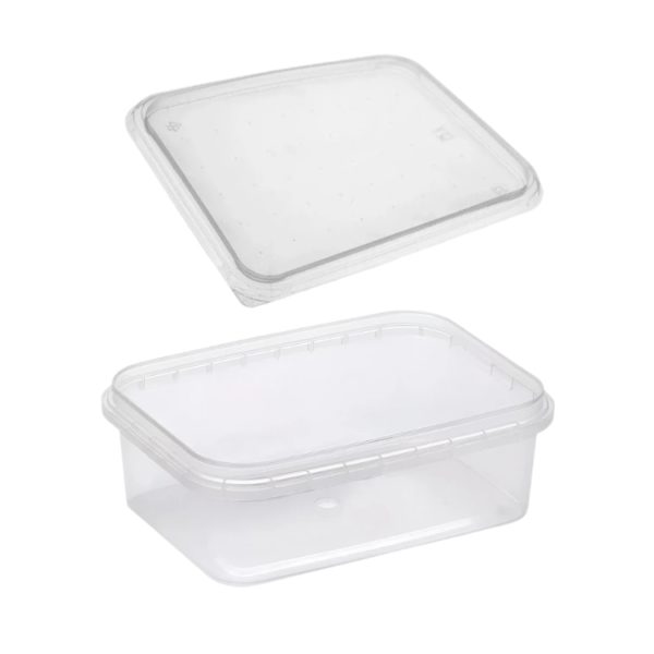 Posodica PP 900 ml 195×127 mm prozorna, s pokrovom 204 kos (komplet)