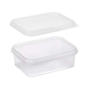 Posodica PP 900 ml 195×127 mm prozorna, s pokrovom 204 kos (komplet)