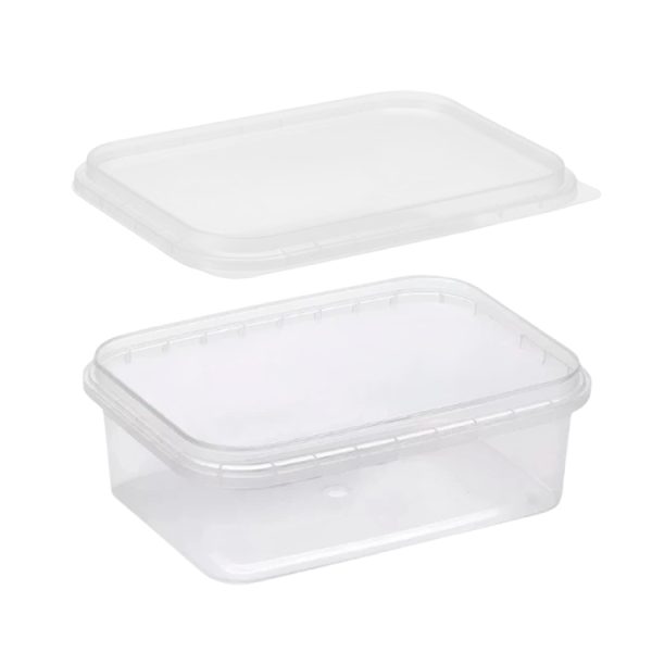 Posodica PP 900 ml 195×127 mm prozorna, s pokrovom 204 kos (komplet)