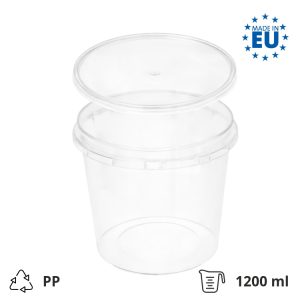 Posodica PP 1200 ml prozorna, s pokrovom 30 kos (komplet)