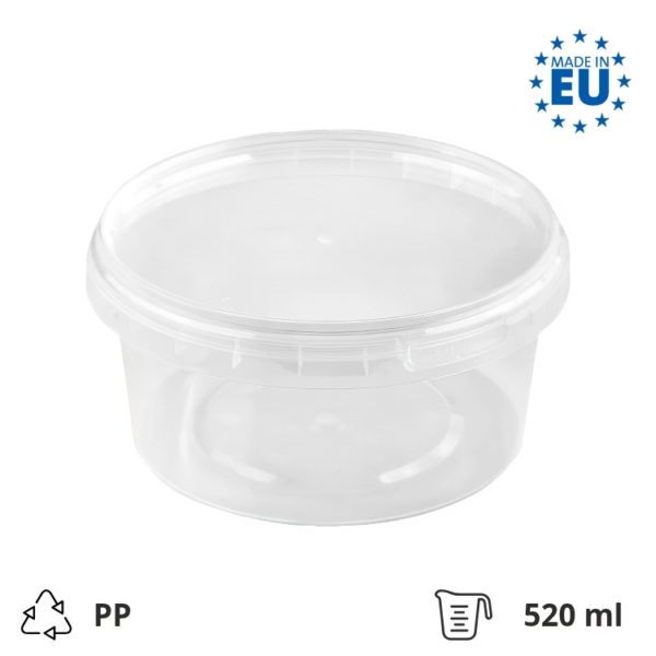 Posodica PP 520 ml prozorna, s pokrovom 30 kos (komplet)