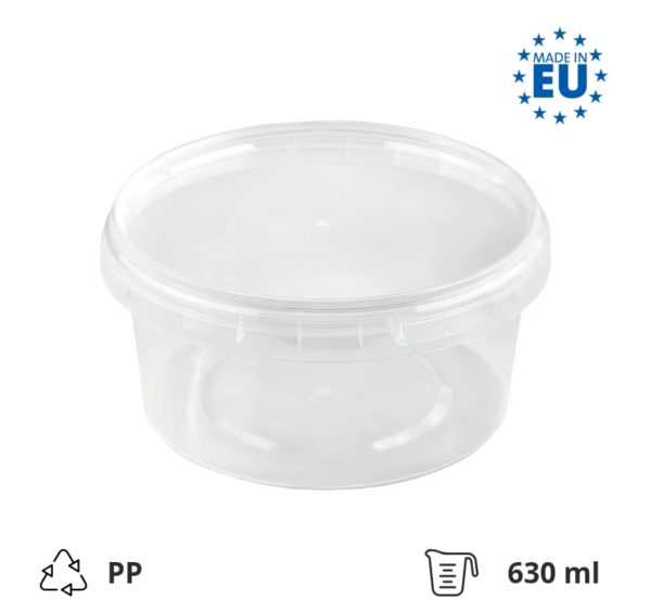 Posodica PP 630 ml prozorna, s pokrovom 30 kos (komplet)
