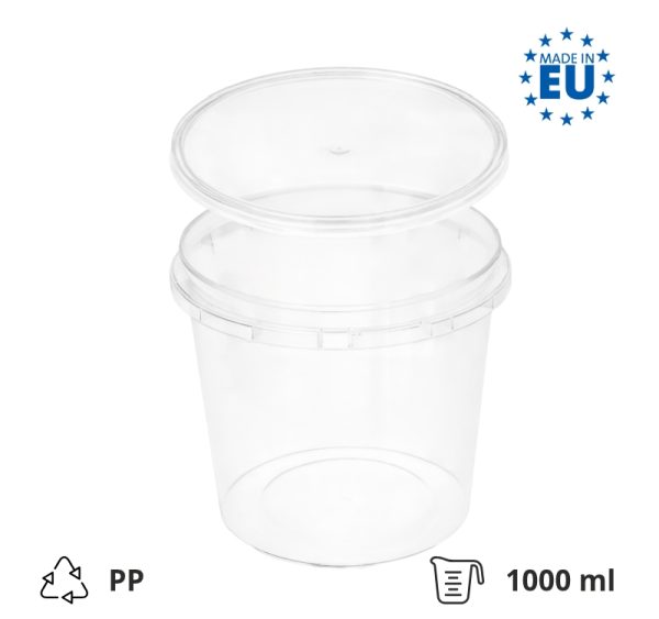 Posodica PP 1000 ml prozorna, s pokrovom 30 kos (komplet)