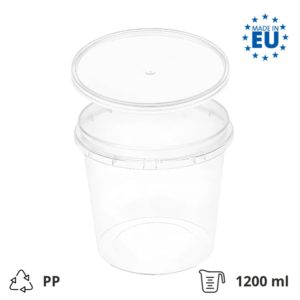 Posodica PP 1200 ml prozorna, s pokrovom 30 kos (komplet)