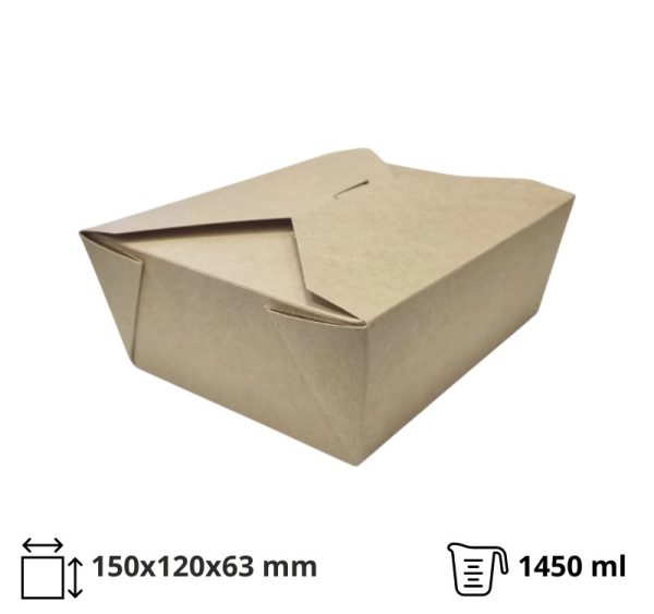 Papirnata posoda Tambien Eco 1400 ml 150x120x63 mm dvostranski kraft [30 kos/pak]