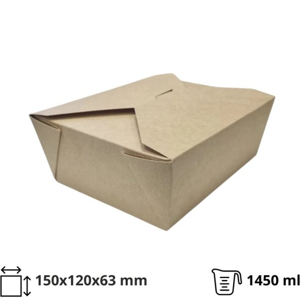Papirnata posoda Tambien Eco 1400 ml 150x120x63 mm dvostranski kraft [30 kos/pak]