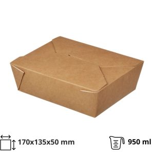 Papirnata posoda Fold Box 950 ml 170x135x50 mm kraft [15 kos/pak]