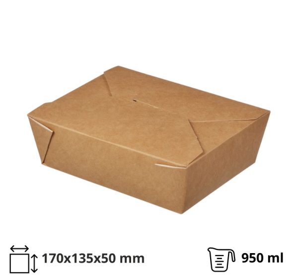 Papirnata posoda Fold Box 950 ml 170x135x50 mm kraft [15 kos/pak]