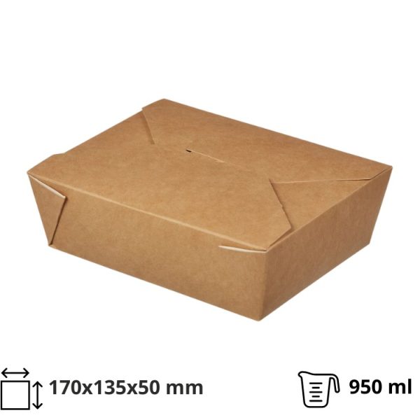 Papirnata posoda Fold Box 950 ml 170x135x50 mm kraft [15 kos/pak]