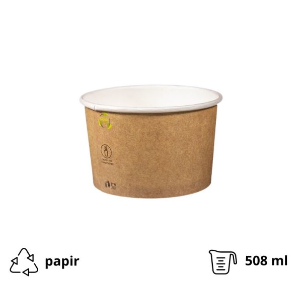 Papirnata posoda 508 ml d=115 mm kraft, brez pokrova [95 kos/pak]