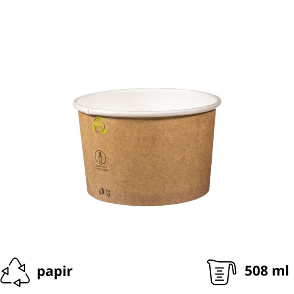 Papirnata posoda 508 ml d=115 mm kraft, brez pokrova [95 kos/pak]