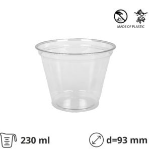 Kozarec PET 230 (270) ml d=93 mm prozoren 50 kos