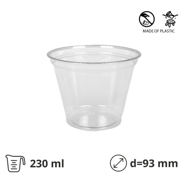 Kozarec PET 230 (270) ml d=93 mm prozoren 50 kos