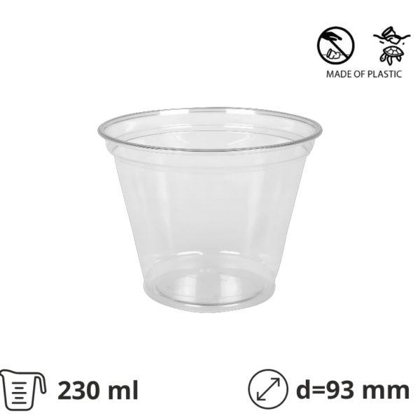Kozarec PET 230 (270) ml d=93 mm prozoren 50 kos