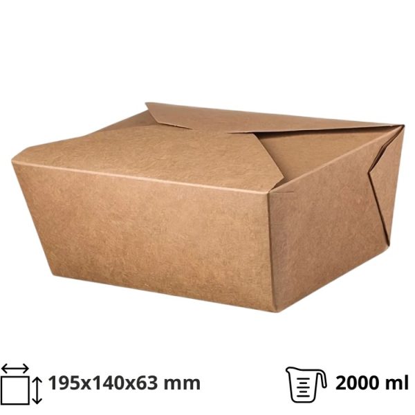 Papirnata posoda 2000 ml 195х140х63 mm kraft 50 kos