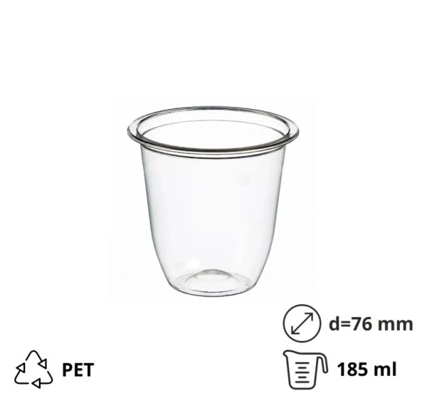 Posodica PET 185 ml d=76 mm h=72 mm prozorna 50 kos