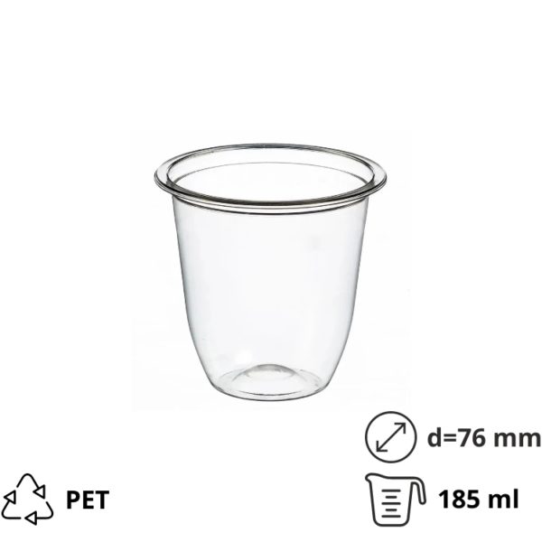 Posodica PET 185 ml d=76 mm h=72 mm prozorna 50 kos