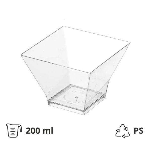 Finger food posodica PS 200 ml 70х70х70 mm Pagoda prozorna 50 kos