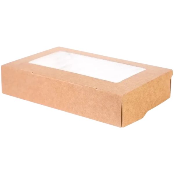 Papirnata posoda z oknom ECO TABOX 1000 ml 200x120x40 mm kraft  25 kos