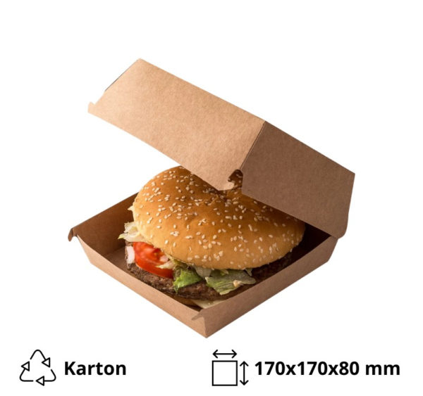 Burger embalaža 170x170x80 mm kraft/kraft 100 kos