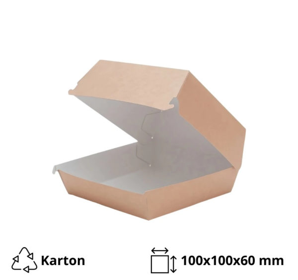 Burger embalaža ECO BURGER 100x100x60 mm kraft 50 kos