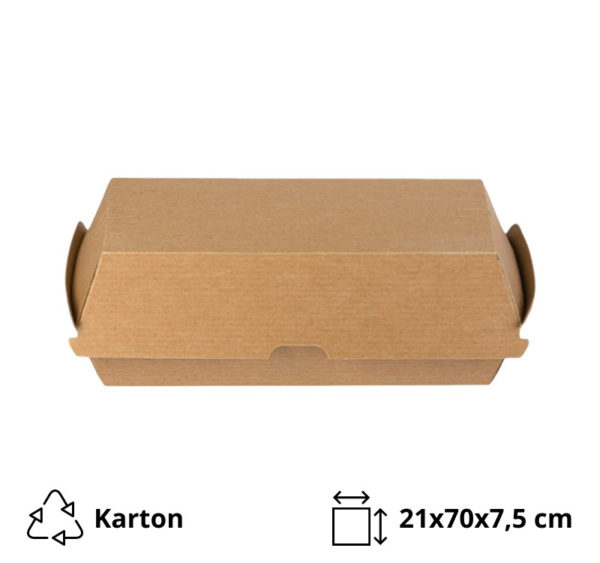 Embalaža HOT-DOG BIO 210x70x75 mm kraft 50 kos