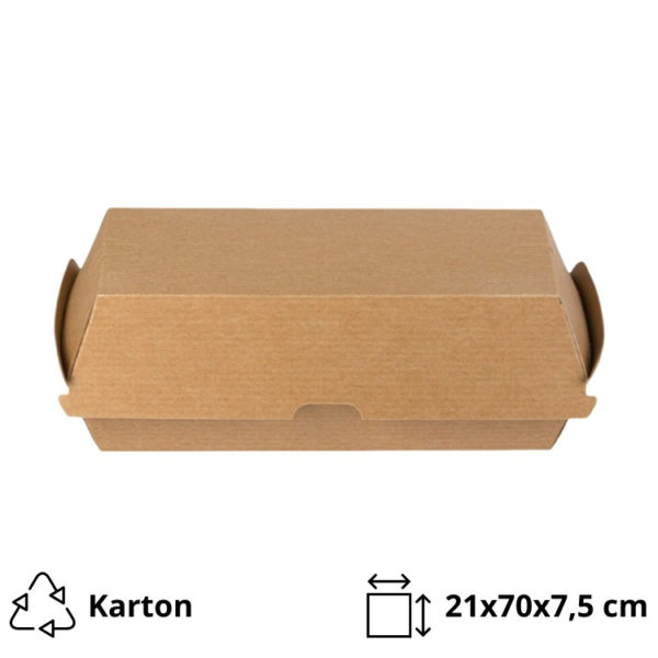 Embalaža HOT-DOG BIO 210x70x75 mm kraft 50 kos