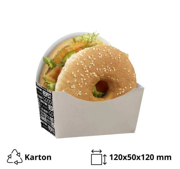Burger/Bagel embalaža 120x50x120mm, Black&White 50 kos
