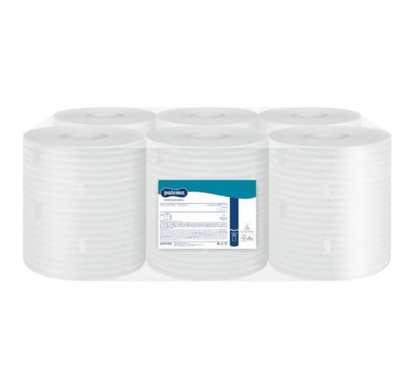 Papirnate brisače 2 sl 130m h=39cm bele centralno izvlačenje s perforacijo (list 39x20cm) Cellulose Paloma 6 rol