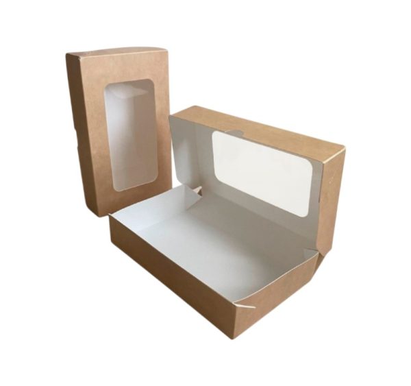 Papirnata posoda z oknom ECO TABOX 1000 ml 200x120x40 mm kraft 50 kos