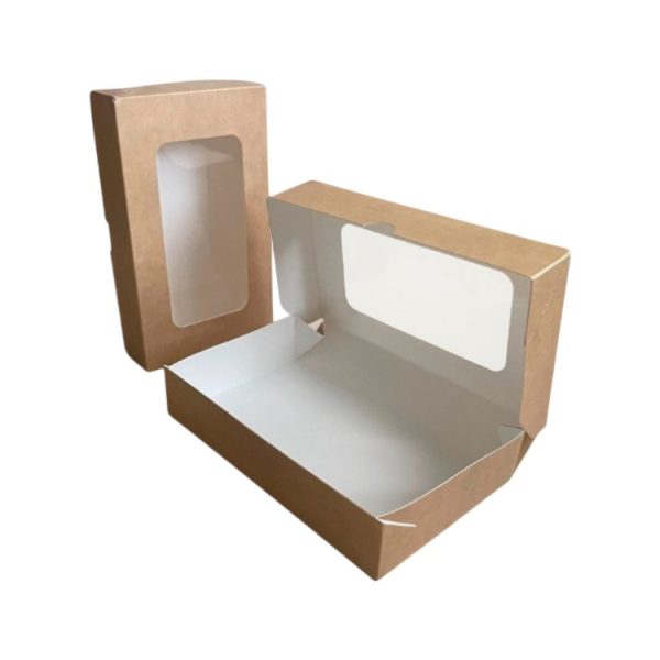 Papirnata posoda z oknom ECO TABOX 1000 ml 200x120x40 mm kraft 50 kos