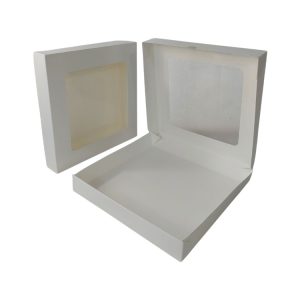 Papirnata posoda z oknom ECO TABOX 2500 ml 260x260x40 mm bela 50 kos