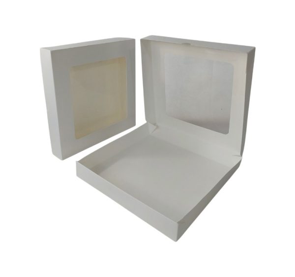 Papirnata posoda z oknom ECO TABOX 2500 ml 260x260x40 mm bela 50 kos