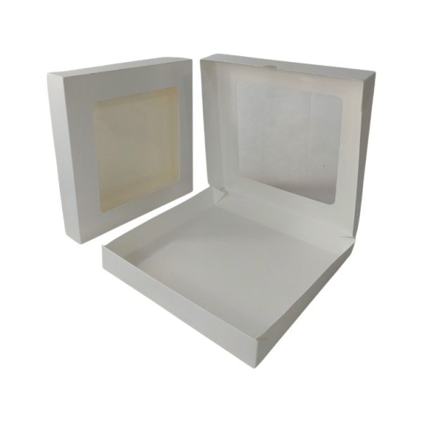 Papirnata posoda z oknom ECO TABOX 2500 ml 260x260x40 mm bela 50 kos