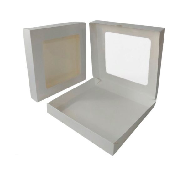 Papirnata posoda z oknom ECO TABOX 2500 ml 260x260x40 mm bela 50 kos