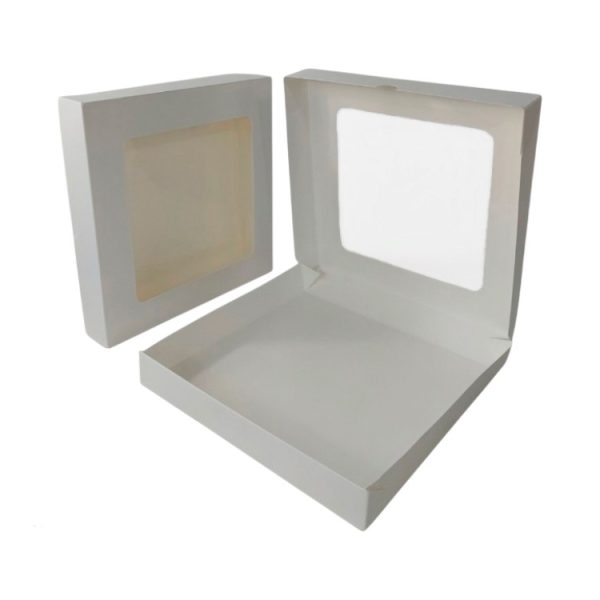 Papirnata posoda z oknom ECO TABOX 2500 ml 260x260x40 mm bela 50 kos