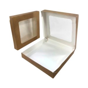 Papirnata posoda z oknom ECO TABOX 2500 ml 260x260x40 mm kraft 50 kos