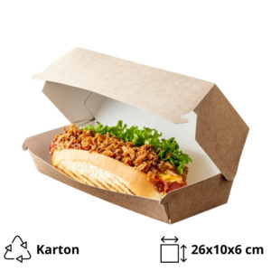 Burger/hotdog embalaža 260х100х60 mm kraft 50 kos
