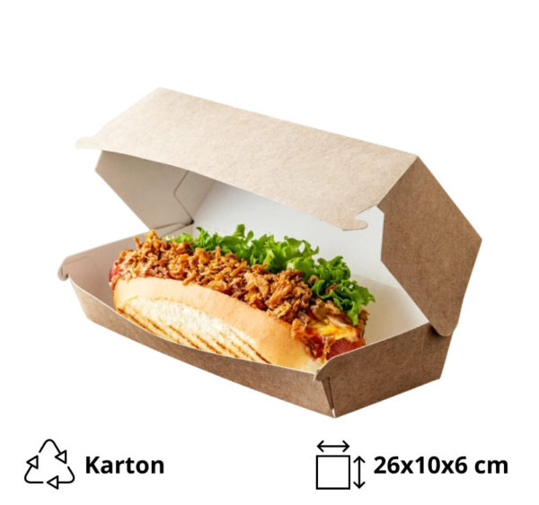 Burger/hotdog embalaža 260х100х60 mm kraft 50 kos