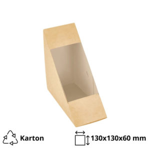 Sendvič embalaža z oknom ECO SANDWICH 130x130x60 mm kraft 50 kos