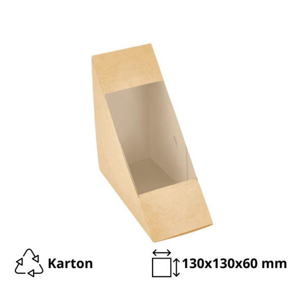 Sendvič embalaža z oknom ECO SANDWICH 130x130x60 mm kraft 50 kos
