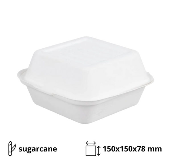 Burger embalaža PULP ECO 150x150x78 mm bela 50 kos