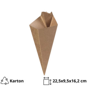 Žepek za krompirček ( z dodatnim razdelkom za omako) CHIP CONE kraft 50 kos
